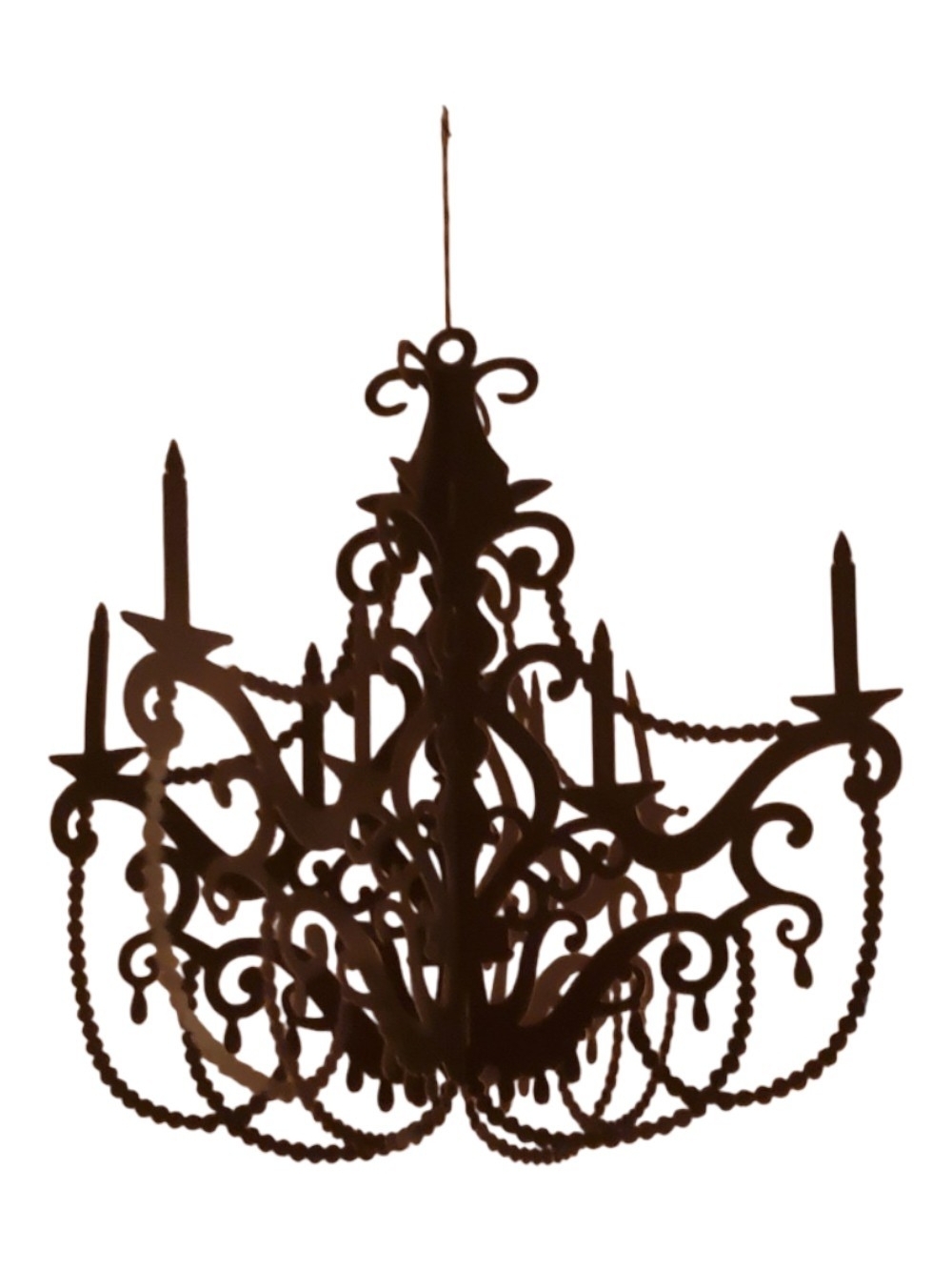 Ornate Blacl Scrollwork Paper Ceiling Chandelier Pendant